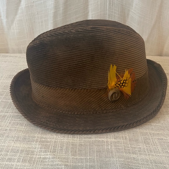 Union Made Other - Vintage Corduroy Fedora Union Made USA Brown Hat Size 7 1/4 Cozy Lodge Style